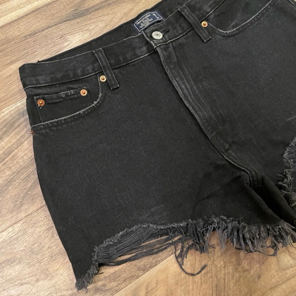 NEW! Abercrombie & Fitch Annie High Rise Black Denim Short Size 29/8 - Picture 3 of 10